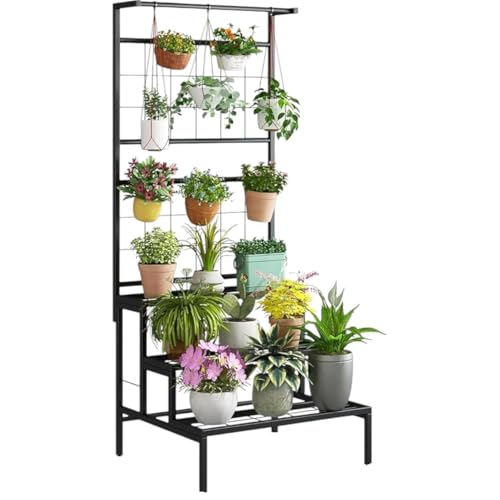 Image of 4 Tier Metal Plant Stand for Indoor & Outdoor Plants, Flower Pot Rack Stand ,Plant Stand For Home Decor Flower Pot Stand for Balcony & Living Room (Black)
