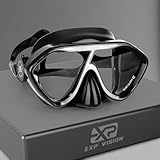 Diving Mask for Adults, Anti-Fog Swim Goggles with Nose Cover - Stylish Metallic Frame Snorkel Goggles for Scuba Diving, Snorkeling & Underwater Adventures (Gradient Black)