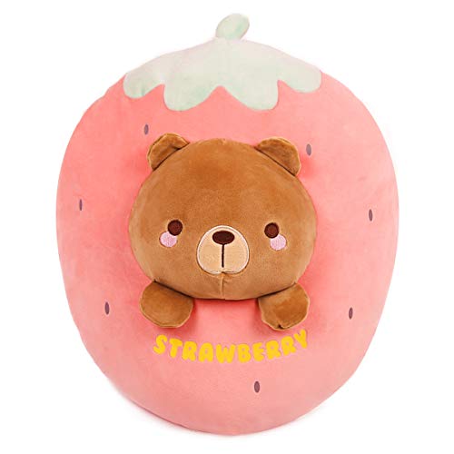 Image of ARELUX Strawberry Plush Toy 18 inch,Cute Bear Plush Sleeping Hugging Pillow,Round Stuffed Animals Doll Toy Gifts for Christmas,Sofa,Car,Chair,Office