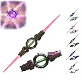 光るおもちゃ剣 光る刀「変形・回転」カラフルに光るライト付きセーバーおもちゃ ファイアスピンソード ライトセーバー 両刃ライトソード 伸縮式 回転可能 7色LED発光 効果音付き 伸縮式二刀流光剣 人気 コンパクト収納設計 男の子へのギフト 4-6歳向け遊び用 メタリックグラデーショングリーン
