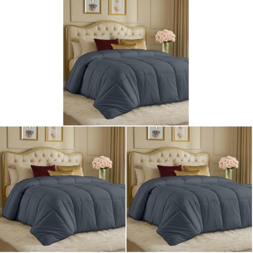 Image of Utopia Bedding Comforters Twin Size, All Season Duvet Insert, Down Alternative Box Stitched Bed Comforter with Corner Tabs, Machine Washable (Grey) (Pack of 3)