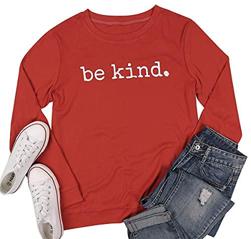 ASTANFY Be Kind Sweatshirt Womens Letter Print Pullover Long Sleeves Blessed Top Blouse — view 4