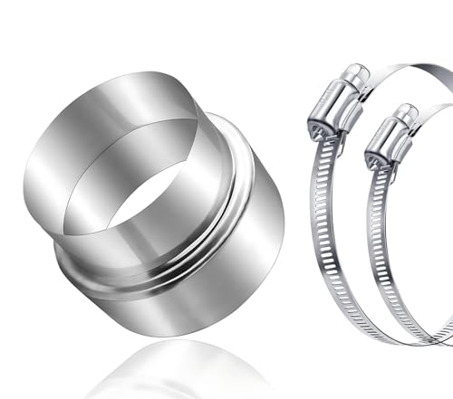 ShnminEU Reducción de tubo de estufa con 2 abrazaderas de manguera para conexión de 110 mm a 100 mm de tubo de chimenea de acero inoxidable reductor de tubo de chimenea, adaptador de chimenea