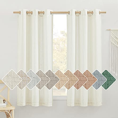 Nicetown Thick Linen Bedroom Curtains 63 Inch Length 2 Panels, Grommet Privacy Added Linen Weave Window Treatments With Light Filtering Drapes For Kids Room, Off White, W42 X L63 #TOP19