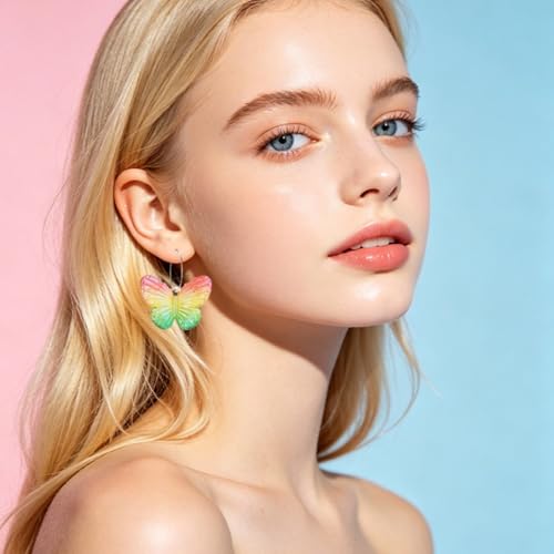 Boucles d'oreilles créoles papillon en acrylique légères pour vos sorties