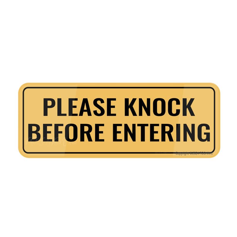 FOSHIN Informative Acrylic Plastic Sign Please Knock Before Entering Sign 10""X 3"" In Sign Self-Adhesive Acrylic Sign For Door Or Wall Name Plate