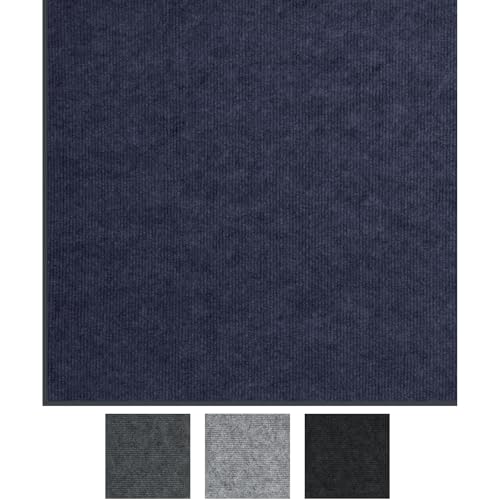 Image of Grennswick 20-Pack Self-Adhesive Carpet Tiles 50x50 cm (5 Sq Meters) - Easy Install DIY Flooring, Removable for Bedroom, Office, Living Room, Rental Homes (Adhesive Dark Blue)
