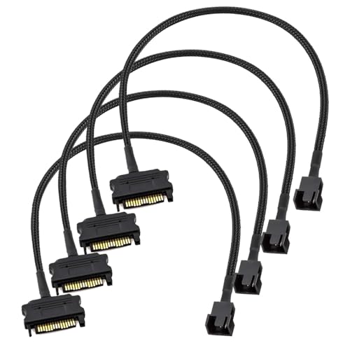 Gebildet 4 piezas SATA a 3pines/4pines PMW 12V PC Case Fan Cable Adaptador de Corriente, 3 pines o 4 pines (conector PWM) a 15 pines SATA Computer Cooler Cooling Fan Cable de Alimentación