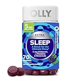 OLLY Extra Strength Sleep Gummy, Occasional Sleep Support, 5 mg Melatonin, L-Theanine, Chamomile, Lemon Balm Extracts, Sleep Aid, Blackberry Flavor - 70 Count (Packaging May Vary)