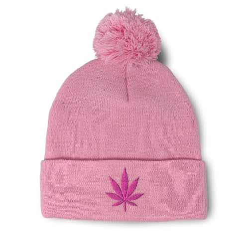 Pom Pom Beanie for Women & Men Pink Acrylic Skull Cap
