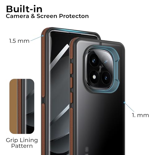 Image of A rtistque TPU+PC Frosted Ultra Matte Back Cover Case for Redmi Note 14 Pro Plus 5G|Smooth Sides with Grip|Stylish Protective Design|Raised Camera Edges|Redmi Note 14 Pro Plus Back Cover-Brown