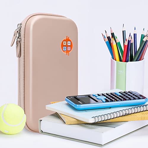 Canboc Graphing Calculator Case for Texas Instruments Ti-84 Plus CE/Ti-84 Plus/TI-83 Plus Color Graphing Calculator, Mesh Bag fit Cables, Manual, Other Accessories, Rose Gold+Black