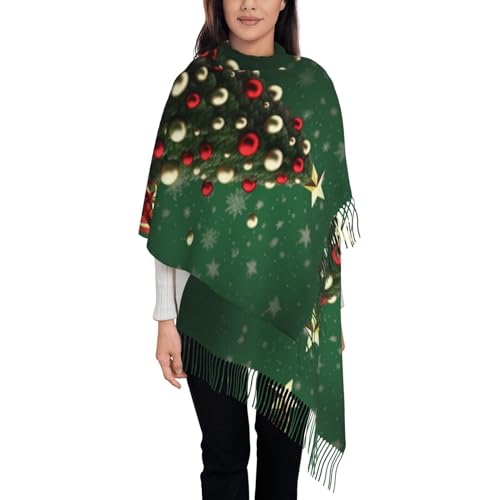 Écharpe ronde sapin de Noël snood unisexe doux effet cachemire noir