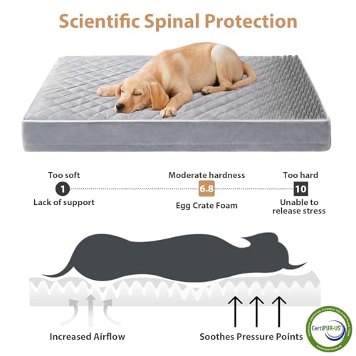 Image of WNPETHOME Orthopedic Giant Dog Beds Large Sized Dog, Waterproof Extra Large Dogs Bed with Removable Washable Cover, Multi-Needle Quilting Dogs Crate Bed