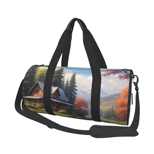 Mystic Meadows Printed Travel Bag,Round Personal Item Storage bag,Foldie Duffel Bag for Traveling Vacation,Fitness,Sports