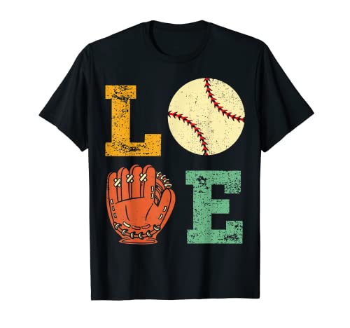 Retro Vintage 70s 80s Love Baseball Divertido amante del béisbol Camiseta