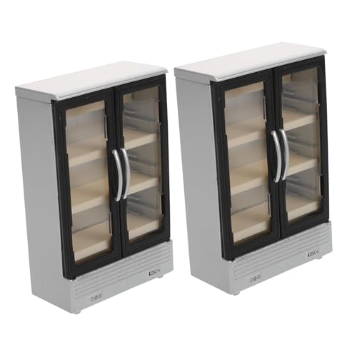 FOYTOKI 2pcs Miniature Double Door Dollhouse Fridge for Realistic Plastic Mini Refrigerator Accessories for