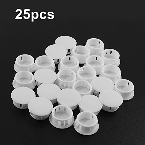 Image of 25Pcs 3 /4 Inch (19mm) White Hole Plug | Plastic Hole Cover, Round End Cap, Flush Type Tube Insert, For Chair Furniture Glide Protectors