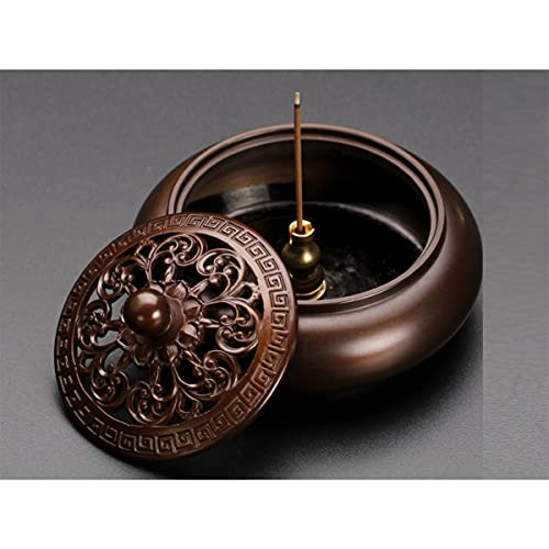 Copper Incense Burner, With Incense Stick Holder & Fire Cotton Lotus Incense Holder Cone Coil Incense Burner Ash Catcher With Lid For Indoor Ornament Handicraft Gifts #TOP2