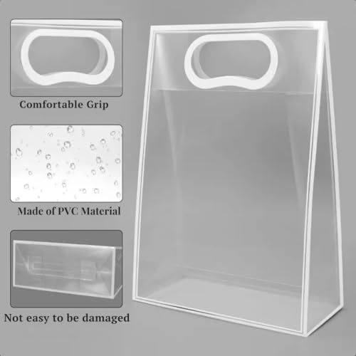 Image of SATYAM KRAFT 6 Pcs Translucent Multipurpose Reusable Gift Bags | Gift for Her /Him, Wedding Return Gifts Baby Shower Anniversary Birthday Hamper Shopping, Party Favors (White - Large)