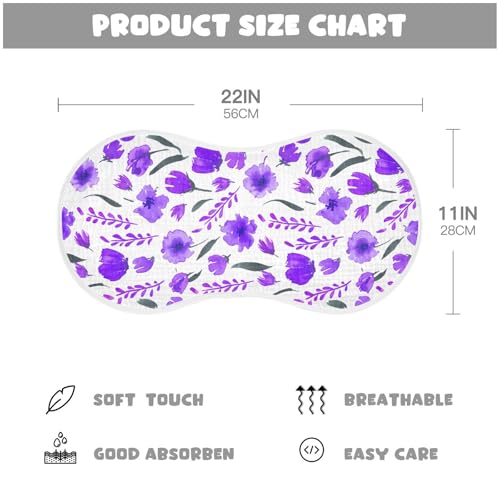 Watercolor Blooms Pattern Muslin Baby Burp Cloths - Super Absorbent and Soft Burping Rags - Cotton Burp Clothes Set for Boys and Girls, 2 Pack2