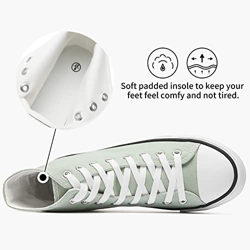 Women's High Top Canvas Sneaker Shoes Classic Fashion Lace Ups Sneakers(Us10.Mint Green) #TOP2