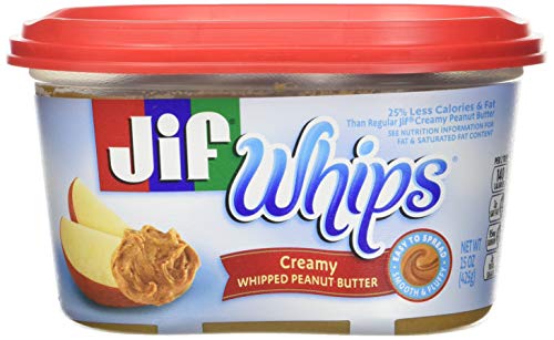Jif Whips Creamy Whipped Peanut Butter, 15 OZ (Pack of 6)