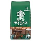Starbucks Decaf Pike Place Roast Medium Roast Ground Coffee, 12-Ounce Bag