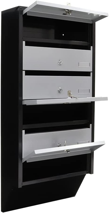 Rottner Depot 6 Letter Box System Silver Black Cylinder Lock 2 Keys per Compartment Name Tag Holder Including Mounting Material 824 x 385 x 140 cm [Energy Class A]