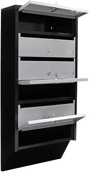 Rottner Depot 6 Letter Box System Silver Black Cylinder Lock 2 Keys per Compartment Name Tag Holder Including Mounting Material 824 x 385 x 140 cm [Energy Class A]