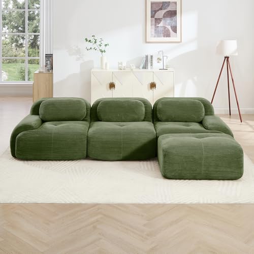 Image of Corduroy Modular Sectional Sofa, Oversized Cloud Couches for Living Room