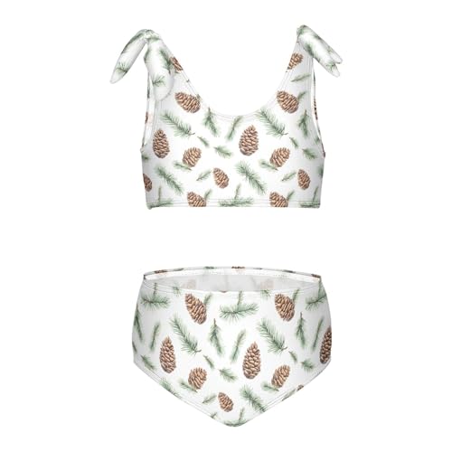 Toddler Girls Bikini Set Pine Leaves Swimsuits Kid Bowknot Swimwear 2 Piece Bathing Suit 3-12T - Main Image