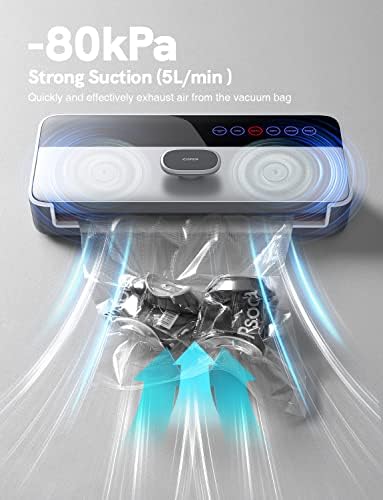 Vacuum Sealer Machine - Food Vacuum Sealer Machine Automatic with 120W Super Suction for Sous Vide, Bag Food Sealer Machine with Dry & Moist Modes for Food Preservation, Vacuum Sealer bags Included