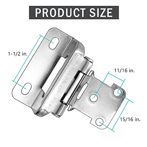 1/2" Overlay Partial Wrap Around Self Closing Hinges, (25 Pairs-50 Pcs) Cabinet Door Hinges For Face Frame Kitchen Cabinets,Brushed Nickel Cabinet Hinges For Kitchen Cabinets #TOP2