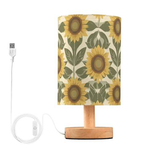 Lámpara de mesa de noche verde oliva con puerto USB miniatura 1