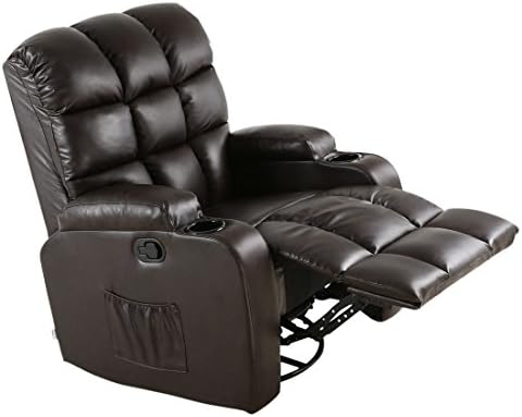 More4Homes REGAL 10 IN 1 RECLINER CHAIR ROCKING MASSAGE SWIVEL HEATED GAMING BONDED LEATHER ARMCHAIR (Brown)