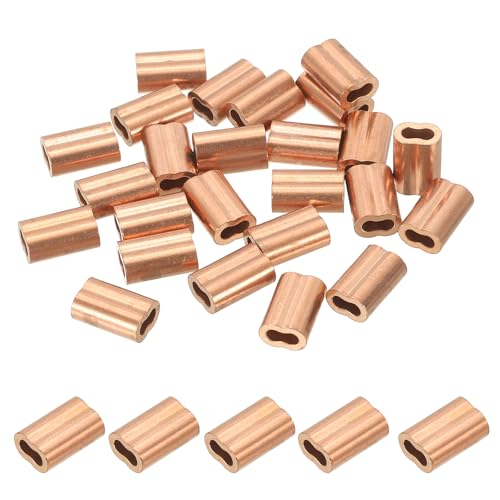 PATIKIL M2.0(5/64) Copper Crimping Loop Sleeve, 25 Pack Wire Rope Loop Sleeve Cable Crimps for Cable Ferrule, Wire Rope, and Cable Line End Assortment