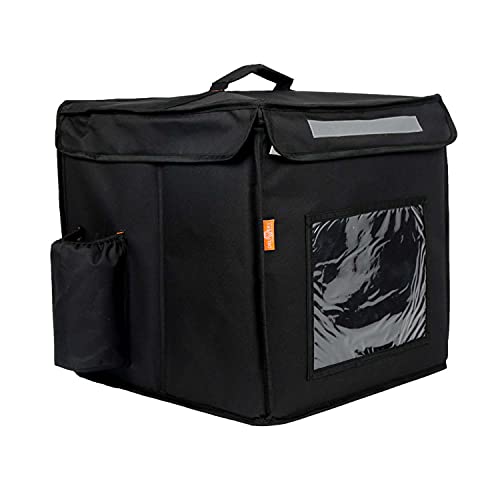 Image of Polyester Maxim Insulated Water Stain Repellent Modern Food Pizza Courier Delivery Bag 45 Litres 14X14X14 Inches (Large, Black)