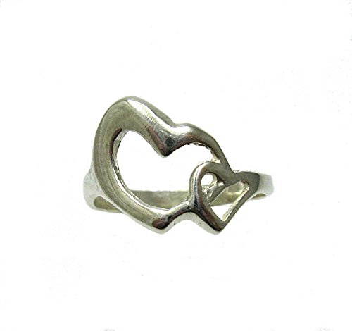 Bague en argent massif 925 deux coeurs : le cadeau d'amour parfait R001338