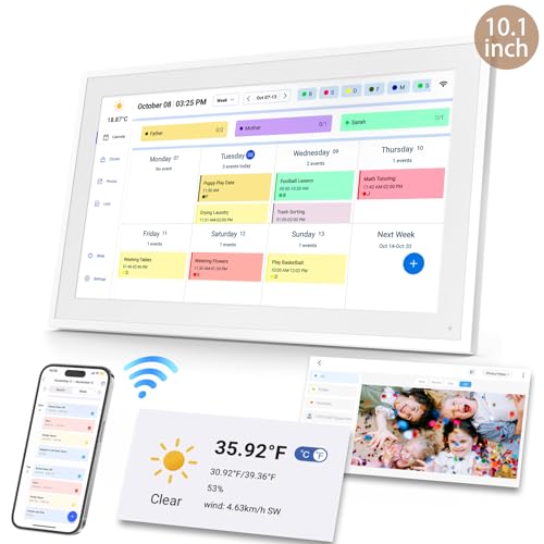 TOPGO Digitaler Kalender, 10.1 Zoll Elektronischer kalender mit Fotos für Videofreigabe, Digitale Planer mit Tischständer, Intelligenter Familie/Büro/Schule/Veranstaltungspläne