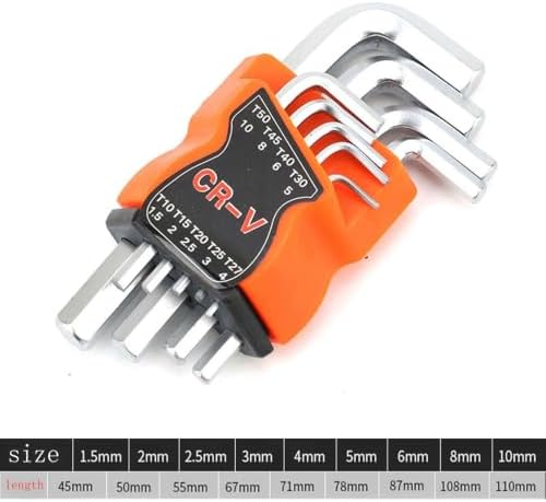 9 Pieces Hardened Short Hex Allen L-Key Wrench Set Metric Sizes 1.5mm–10mm — 사진 2