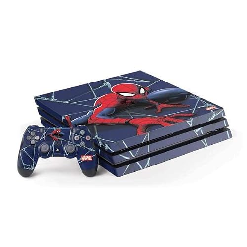 Skinit Decal Gaming Skin Compatible with PS4 Pro Bundle - Officially Licensed Marvel Spiderman Crawling Spiderman Design
