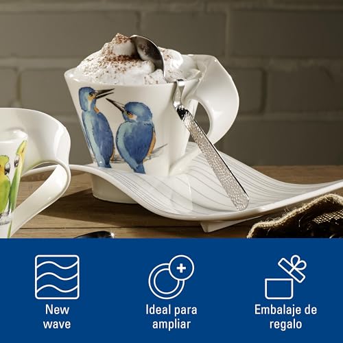 Miniatura 4 de Villeroy Boch Newwave Caffè Taza De Café Colibrí, 300 Ml, Altura: 11 Cm, Porcelana Premium, Azul Colorido