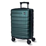 QIMER Carry on Luggage, PC Hard Shell Suitcase 22x14x9 Airline Approved TSA Lock YKK Zippered Double Spinner Wheels Lightweight Travel for Men and Women, 20 Inch Green
