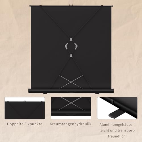 VISULAPEX Leinwand Beamer 80 Zoll 16:9 Bodenleinwand,Mobile Projektionsleinwand,Bodenprojektor Bildschirm 177x 99.5cm für Heimkino,Outdoor,Büro,Camping