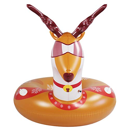 iFCOW Winter Snow Tube, Elch Form Aufblasbarer Schlitten Sommer Pool Float mit Griffgriffen für Erwachsene – Bild 4