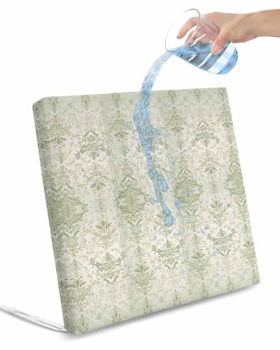 2 Pack Sage Green Floral Boho Waterproof Cushion Covers with Ties, Outdoor Patio Chaise Lounge Chair Seat Cushion Slip Covers Replacement(Only Cover) Vintage Ethnic Tribe Abstract Art 22