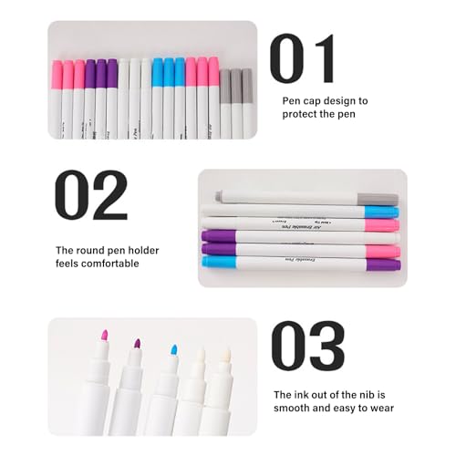 Marqueur de tissu lavable pointe fine stylo effaçable eau lot de 10