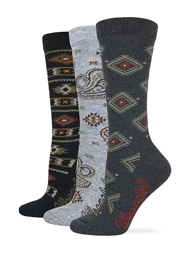 Wrangler Ladies Ultra Dri Cushioned Aztec Paisley Pattern Crew Socks 3 Pair Pack