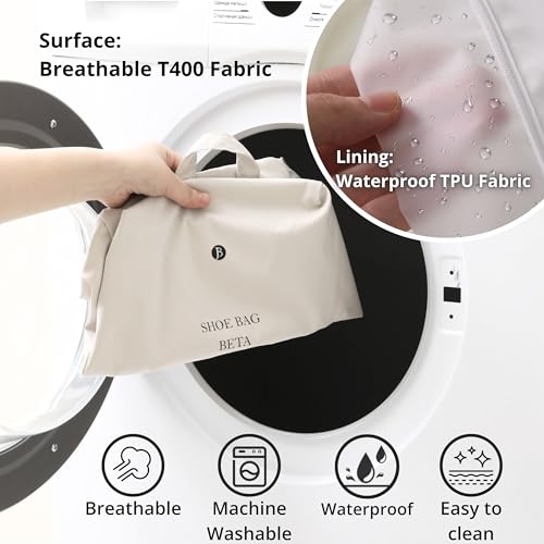 tianzong 2 Pack Shoe Bags for Travel, Water-resistant Shoe Storage Organizer with Zipper for Men and Women (Pink, T400-Beta)2